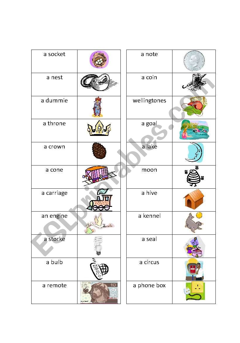 vocabulary domino game worksheet