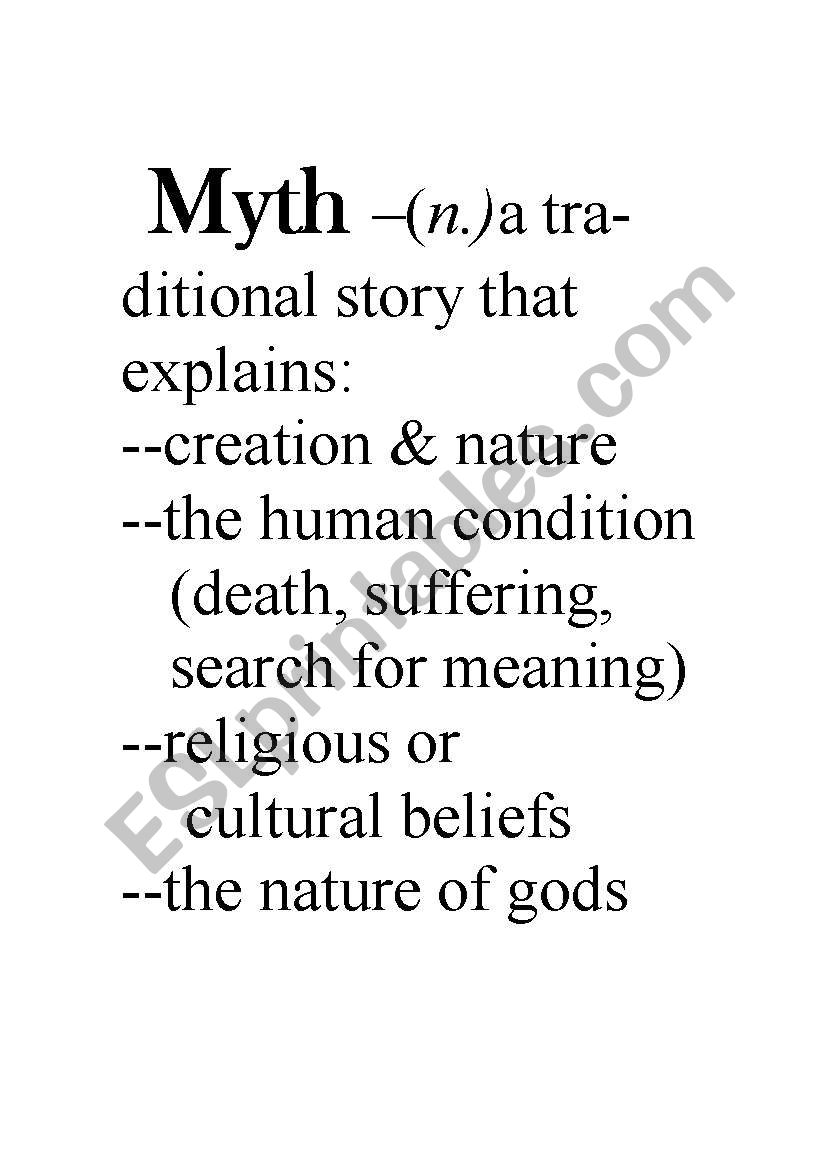 mythology worksheet