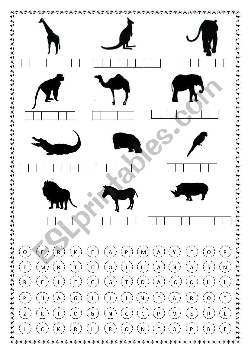 Animals of tropical countries worksheet
