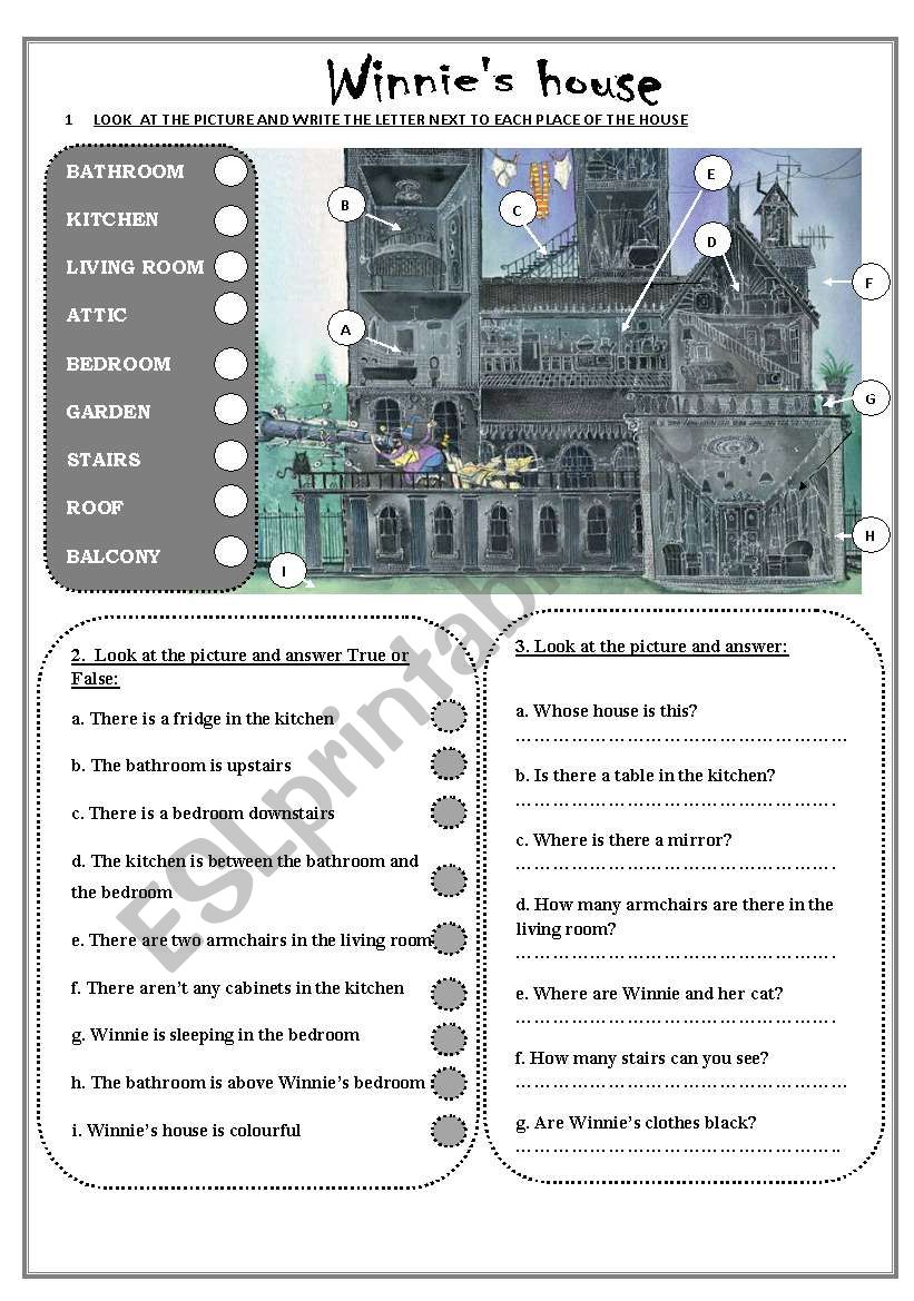 Winnies House worksheet