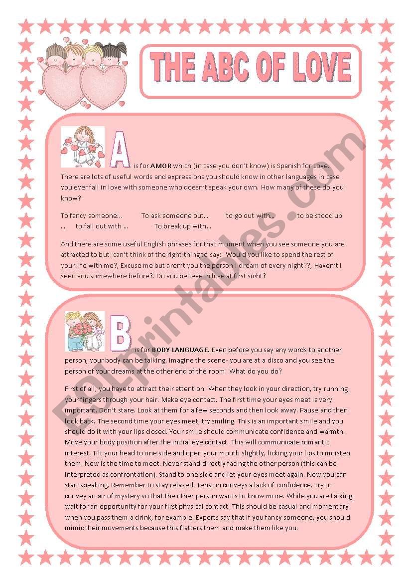 THE ABC OF LOVE. YOLANDA worksheet