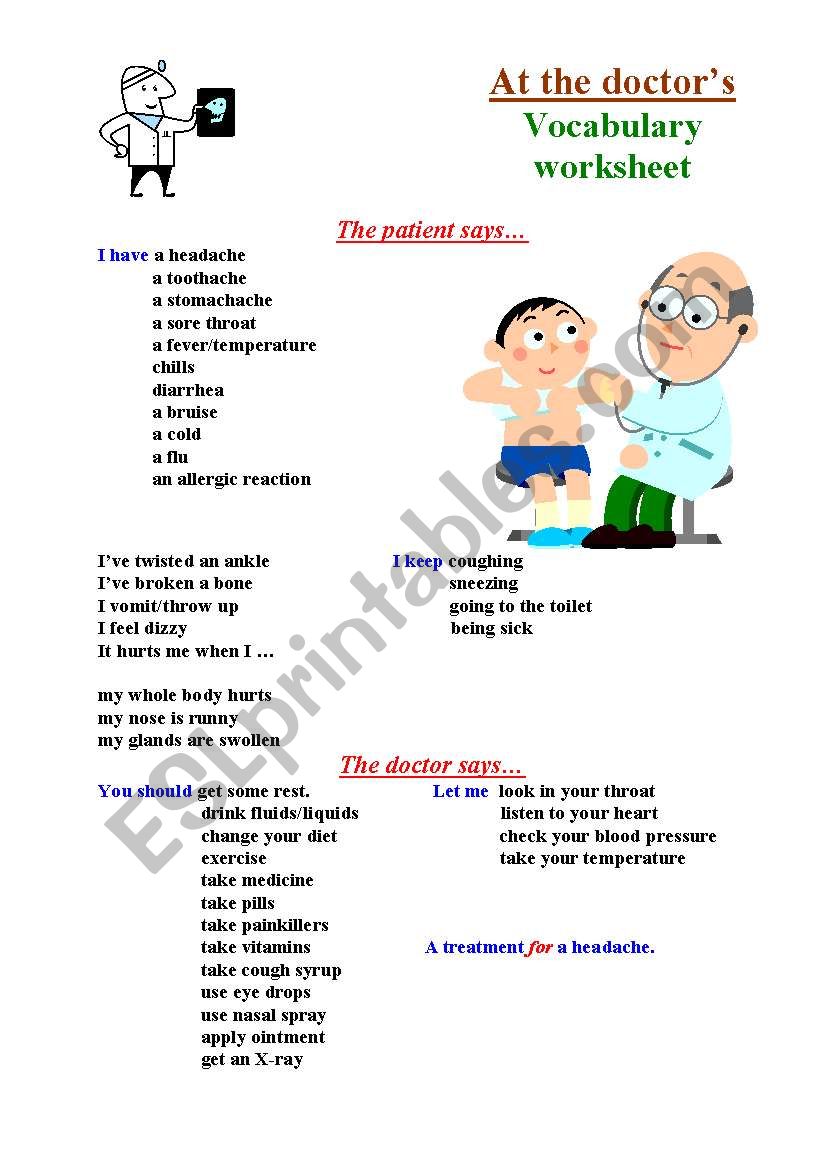 At the doctorÂ´s worksheet