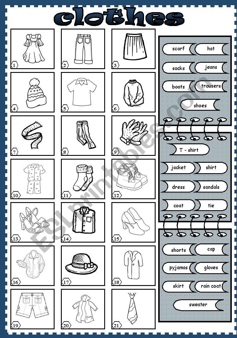 clothes (4) worksheet