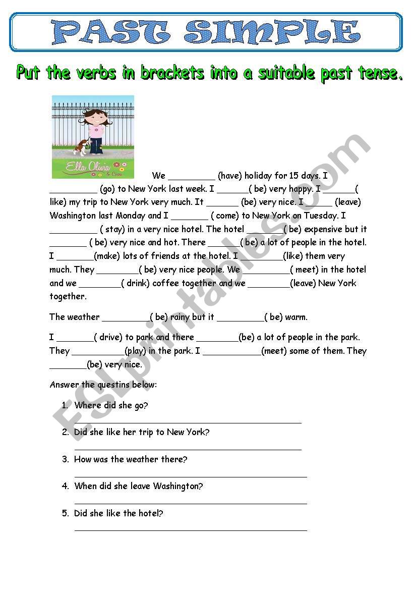 Reading Simple Past Tense Worksheets