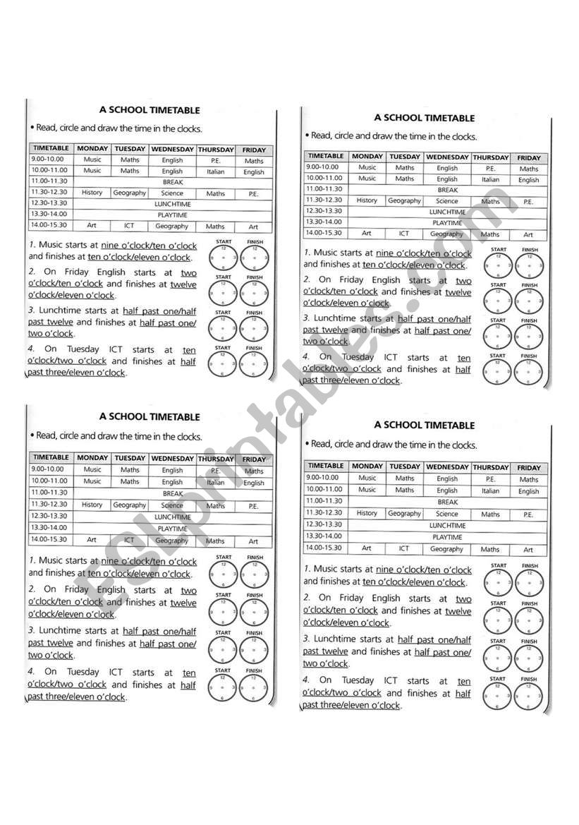 The clock worksheet