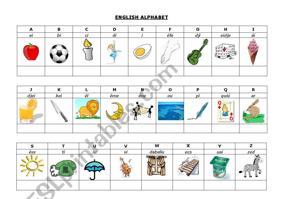 English alphabet worksheet