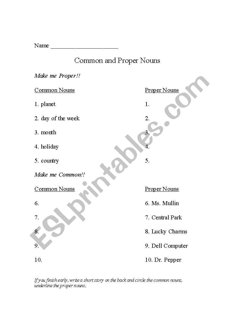 Changing common and proper nouns