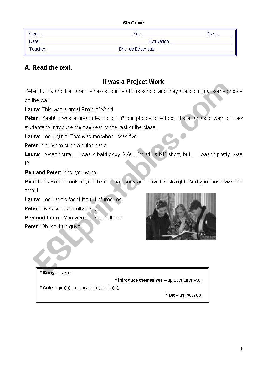 Worksheet - 3rd term - 6th grade - Part I