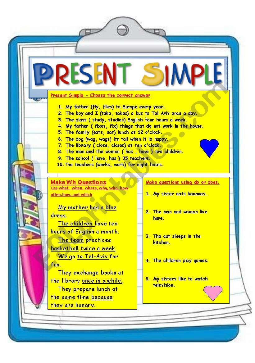 Present  Simple Worksheet worksheet