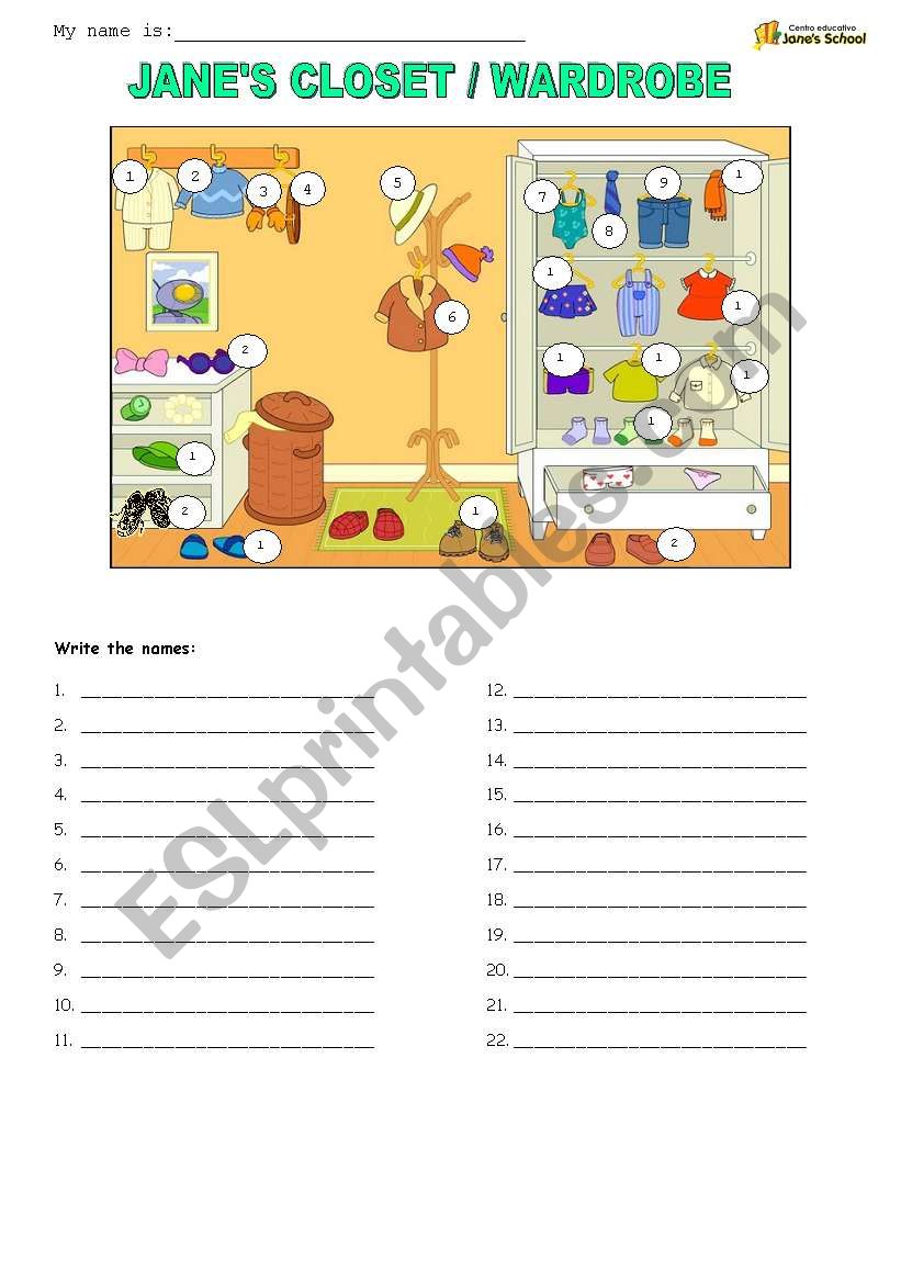 CLOTHES worksheet