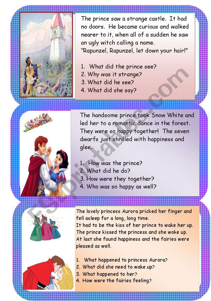 Mini comprehensions - fairy tales