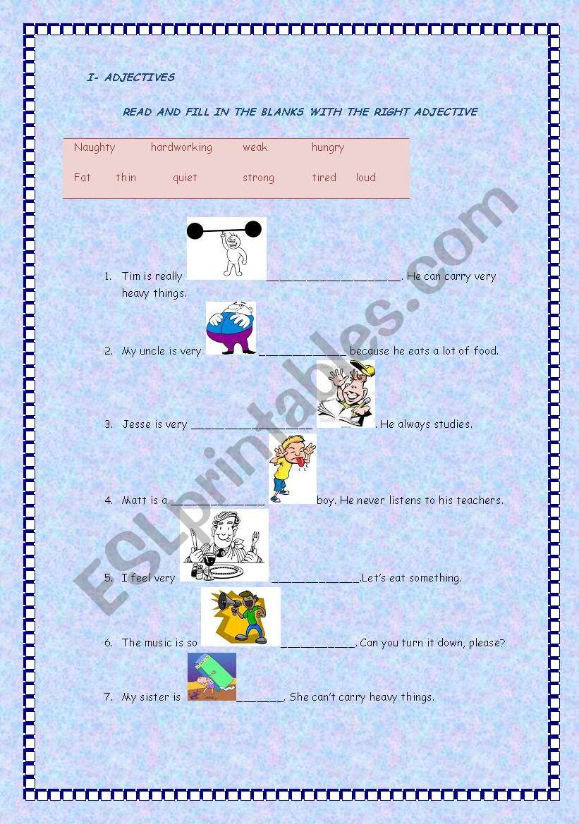 Adjectives for beginners worksheet