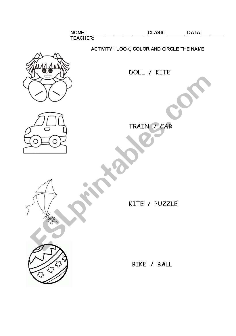 TOYS ACTIVITY worksheet