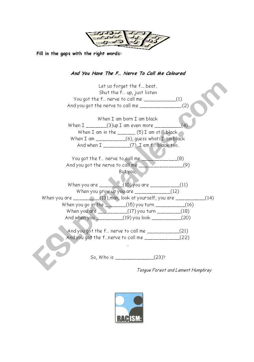 racism worksheet