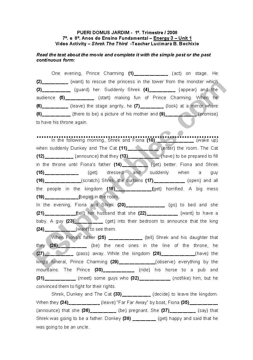 Shrek The Third worksheet