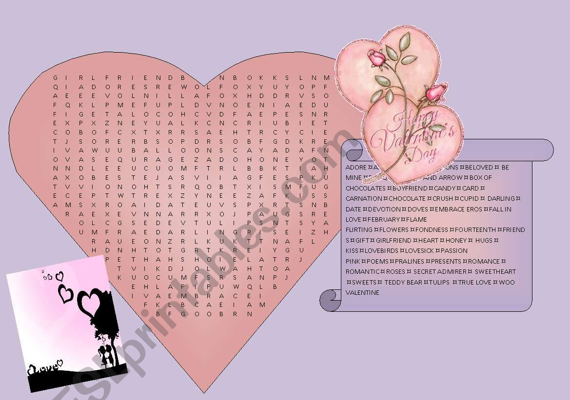 Valentines Wordsearch 2011 worksheet