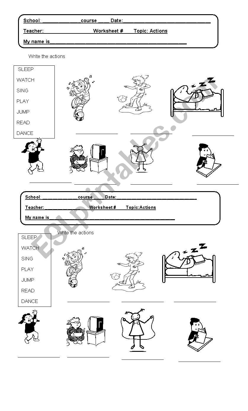 ACTIONS worksheet