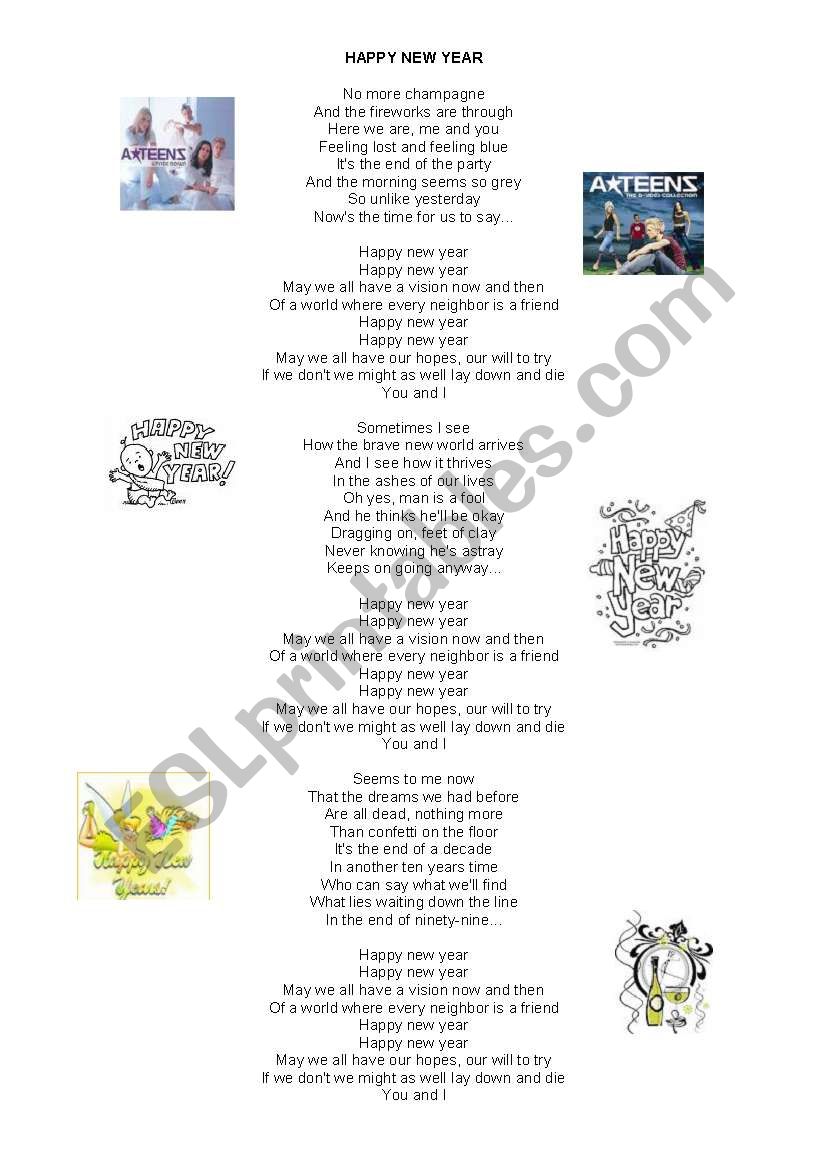 HAPPY NEW YEAR LYRIC worksheet