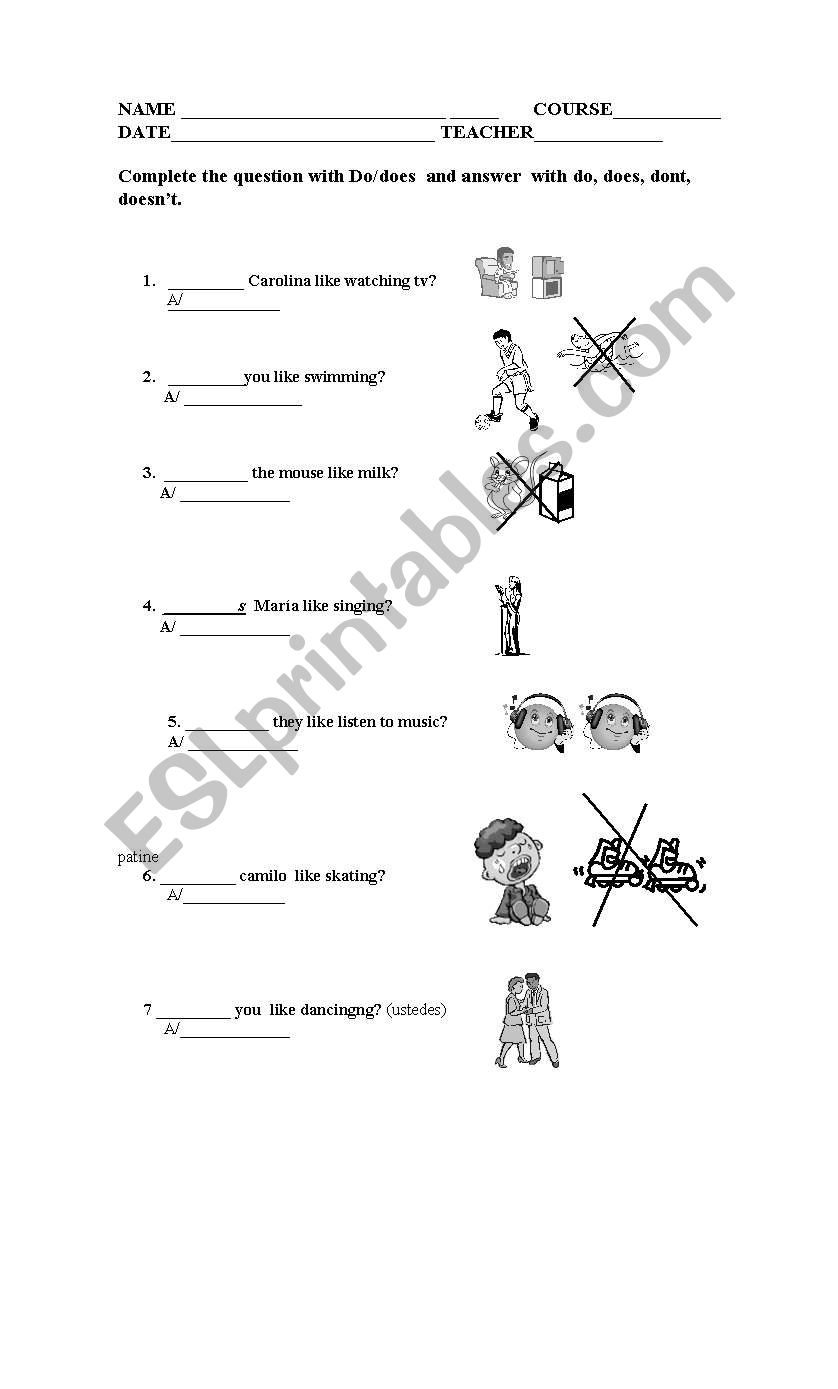 DO - DOES worksheet