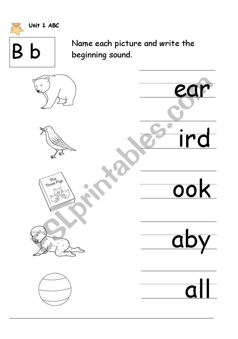 Words beginning with B - ESL worksheet by cunliffe