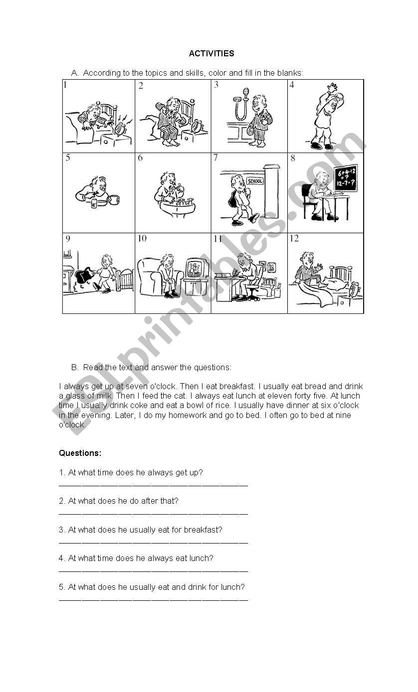 Telling time worksheet