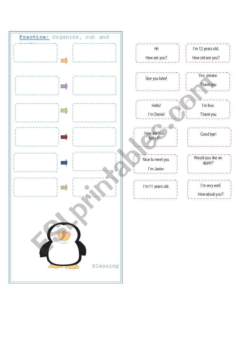 Organize a dialogue worksheet