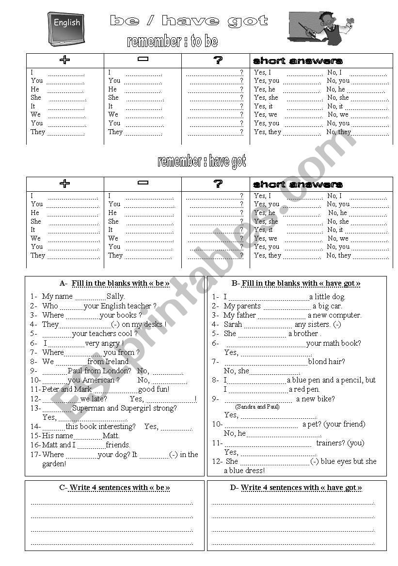 be or have got? worksheet