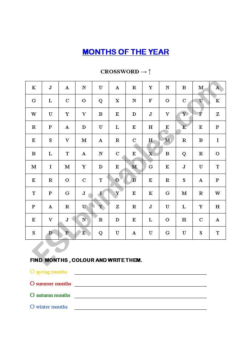 Months of the year worksheet
