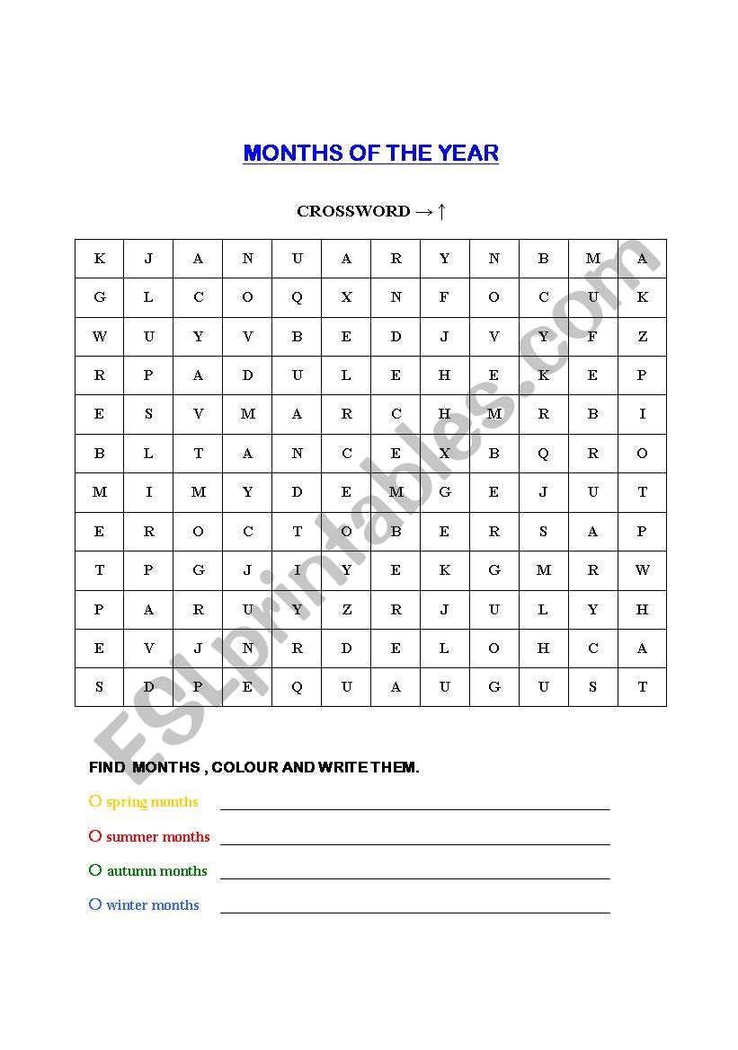 Months of the year worksheet