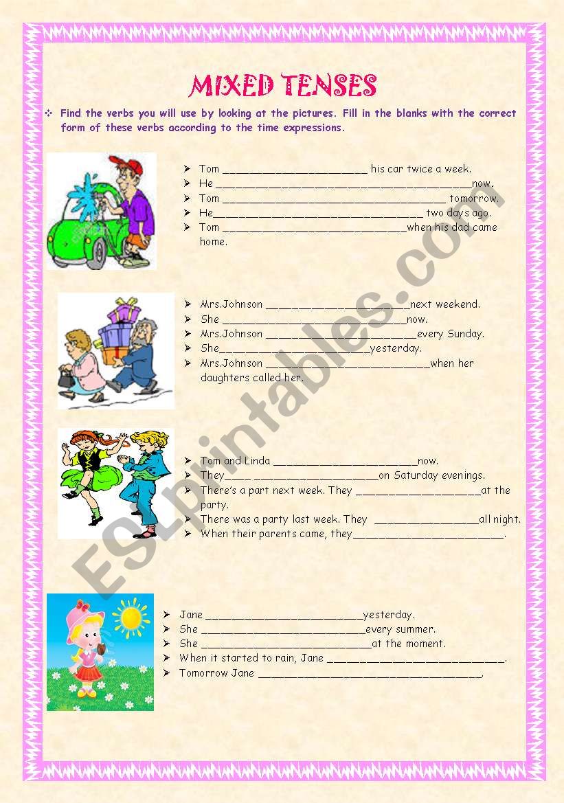 Mixed Tenses Worksheet (2pages)