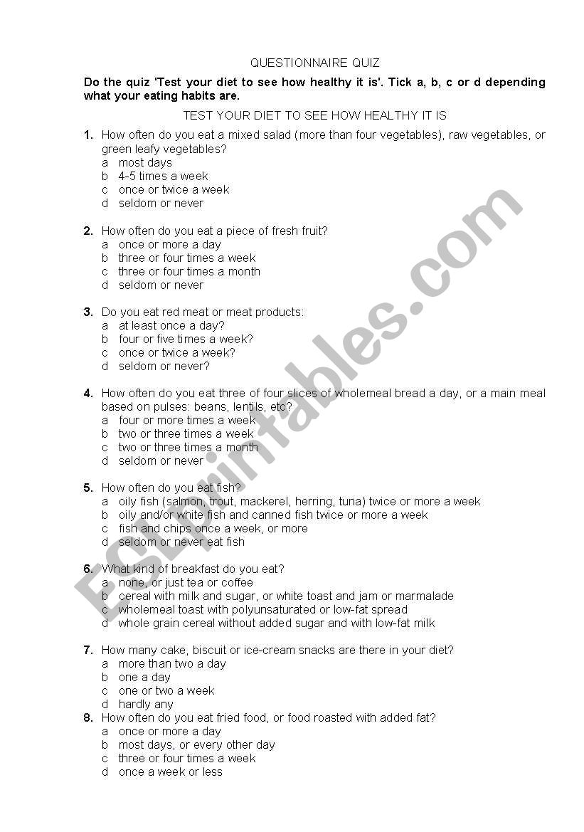 QUIZ worksheet