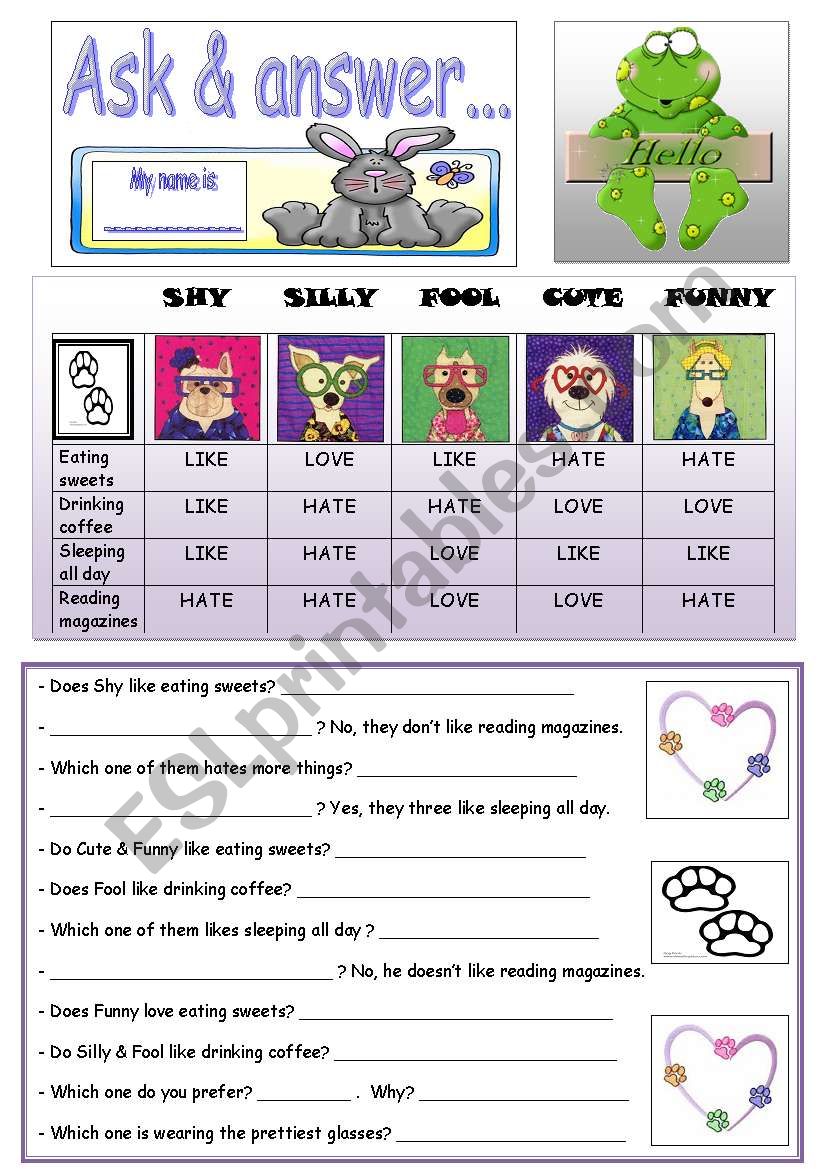 ASK & ANSWER worksheet