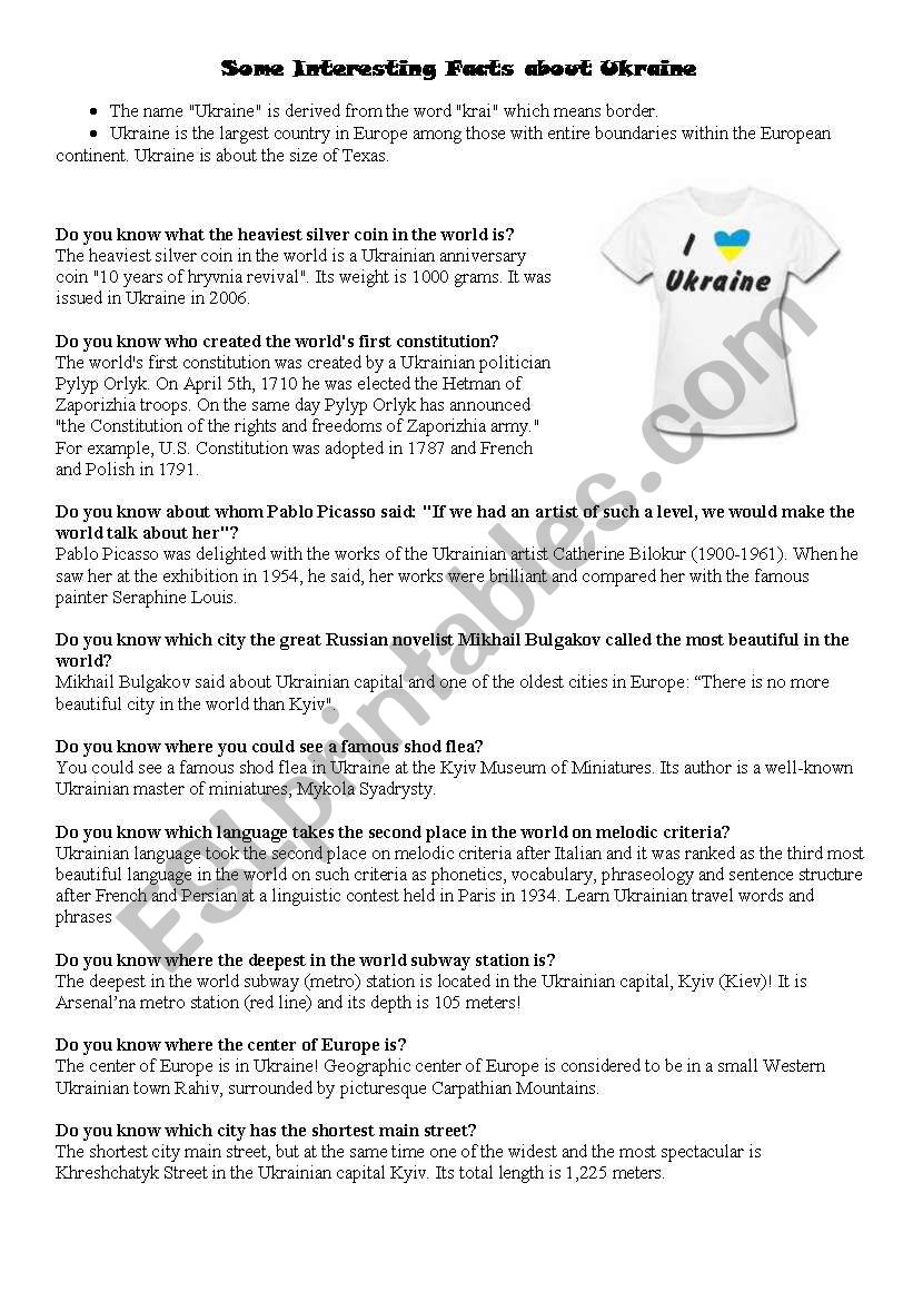 some interesting facts about Ukraine