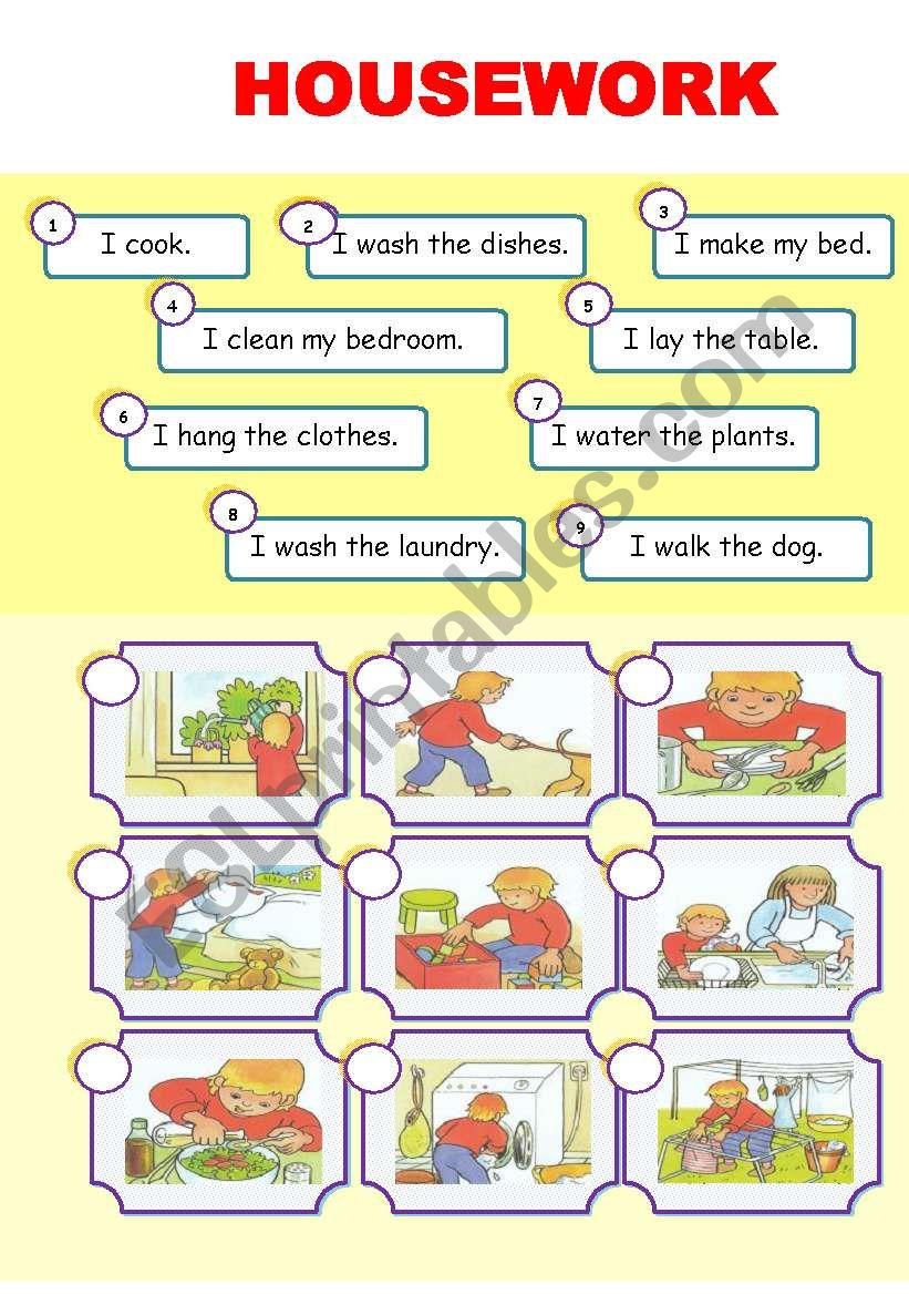 HOUSEWORK  level 1 worksheet