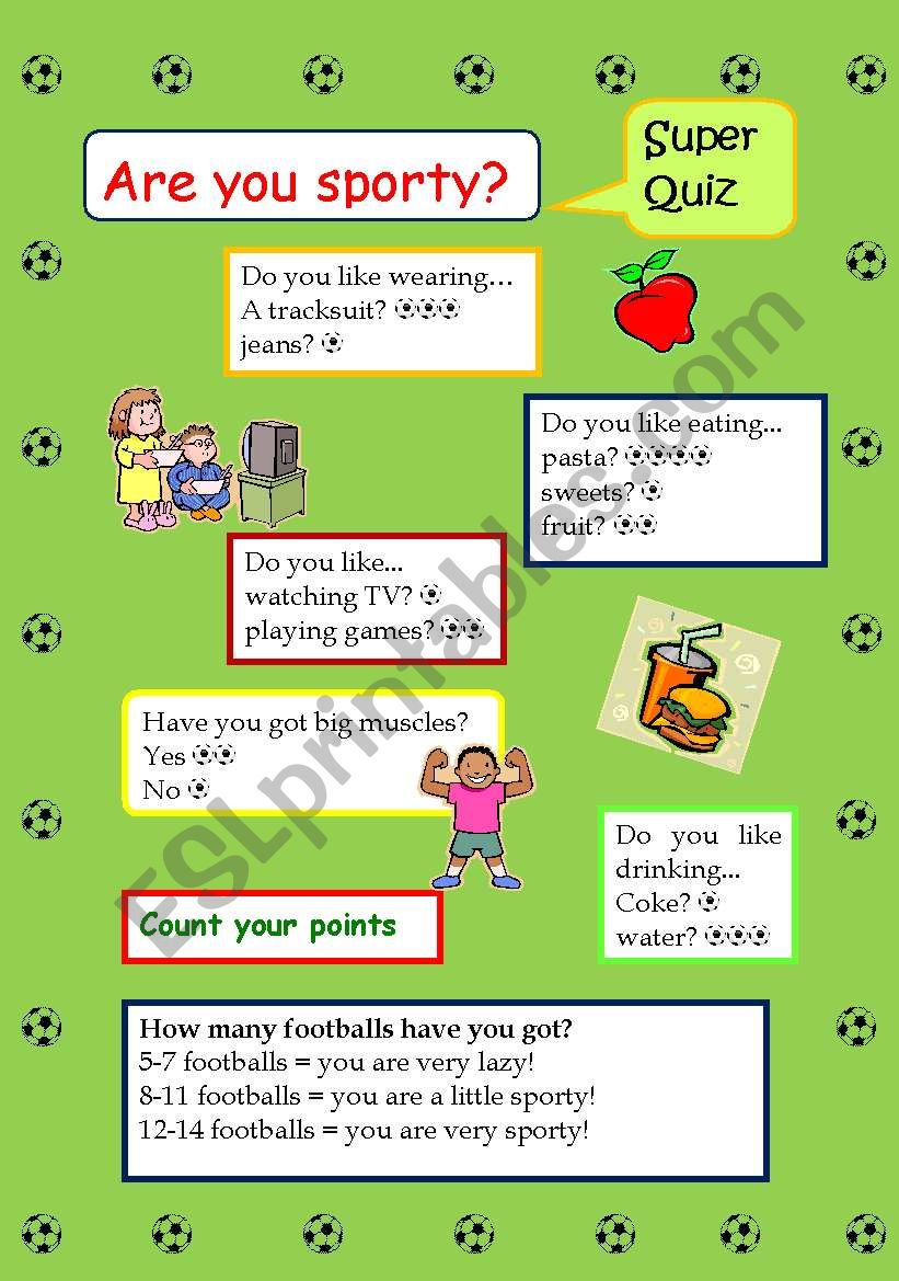 Quiz - Are you sporty?  worksheet