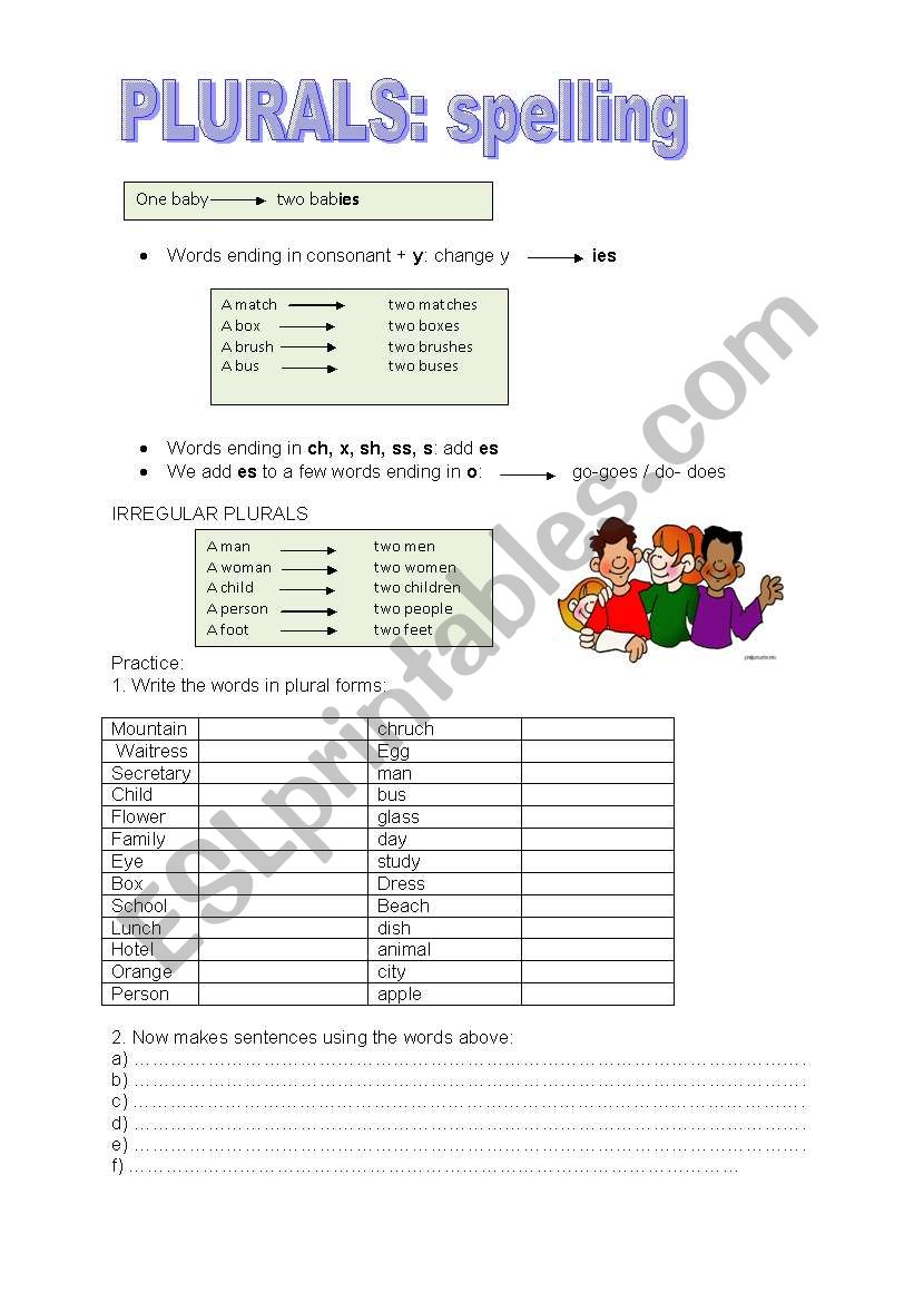 Plurals spelling worksheet