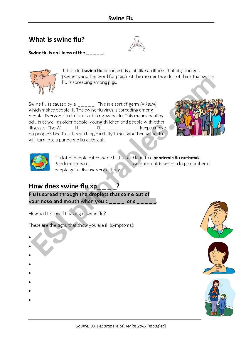 Swine flu worksheet