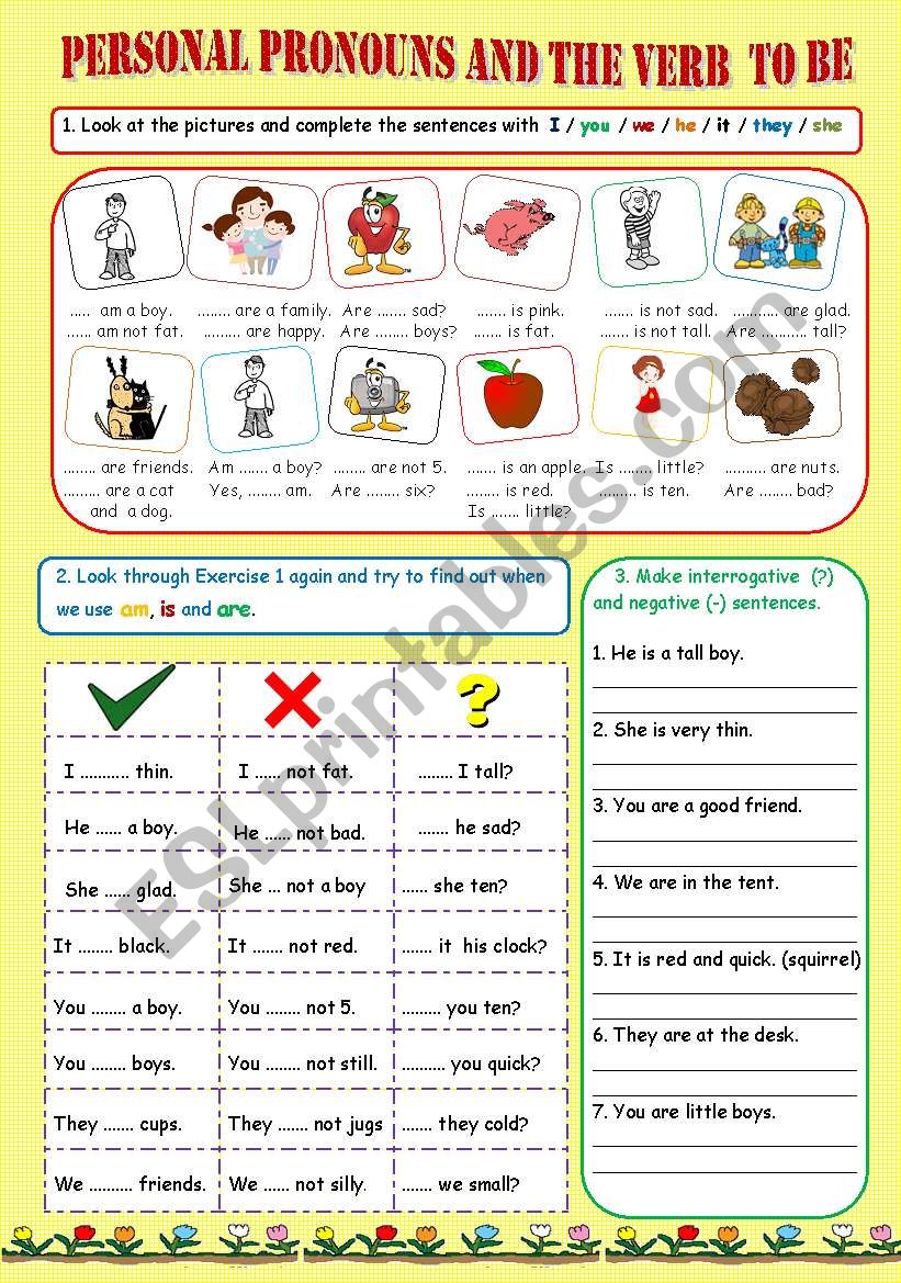Personal Pronouns and To Be worksheet