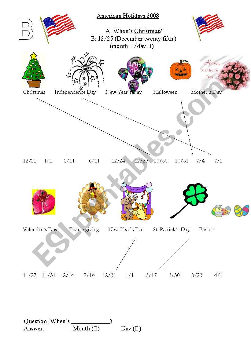 Holidays Part II  worksheet