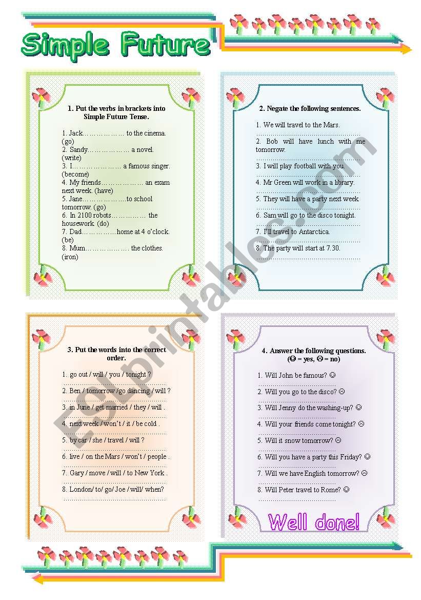 Simple Future (key included) worksheet