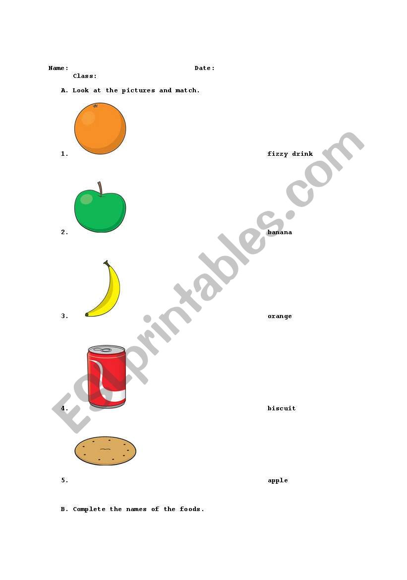 Food worksheet