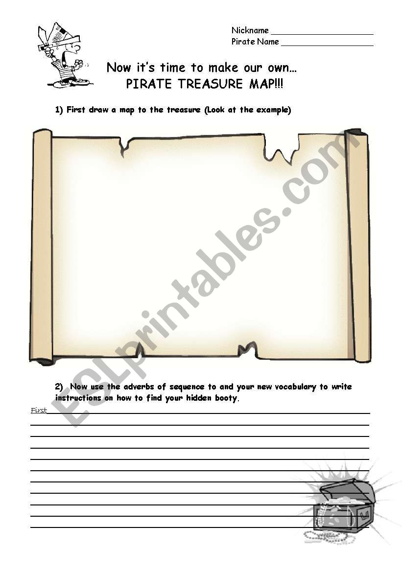 Pirate treasure map instructions