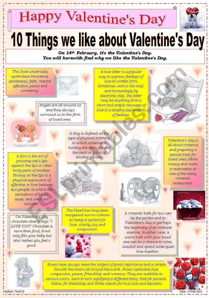 ValentineÂ´s Day worksheet