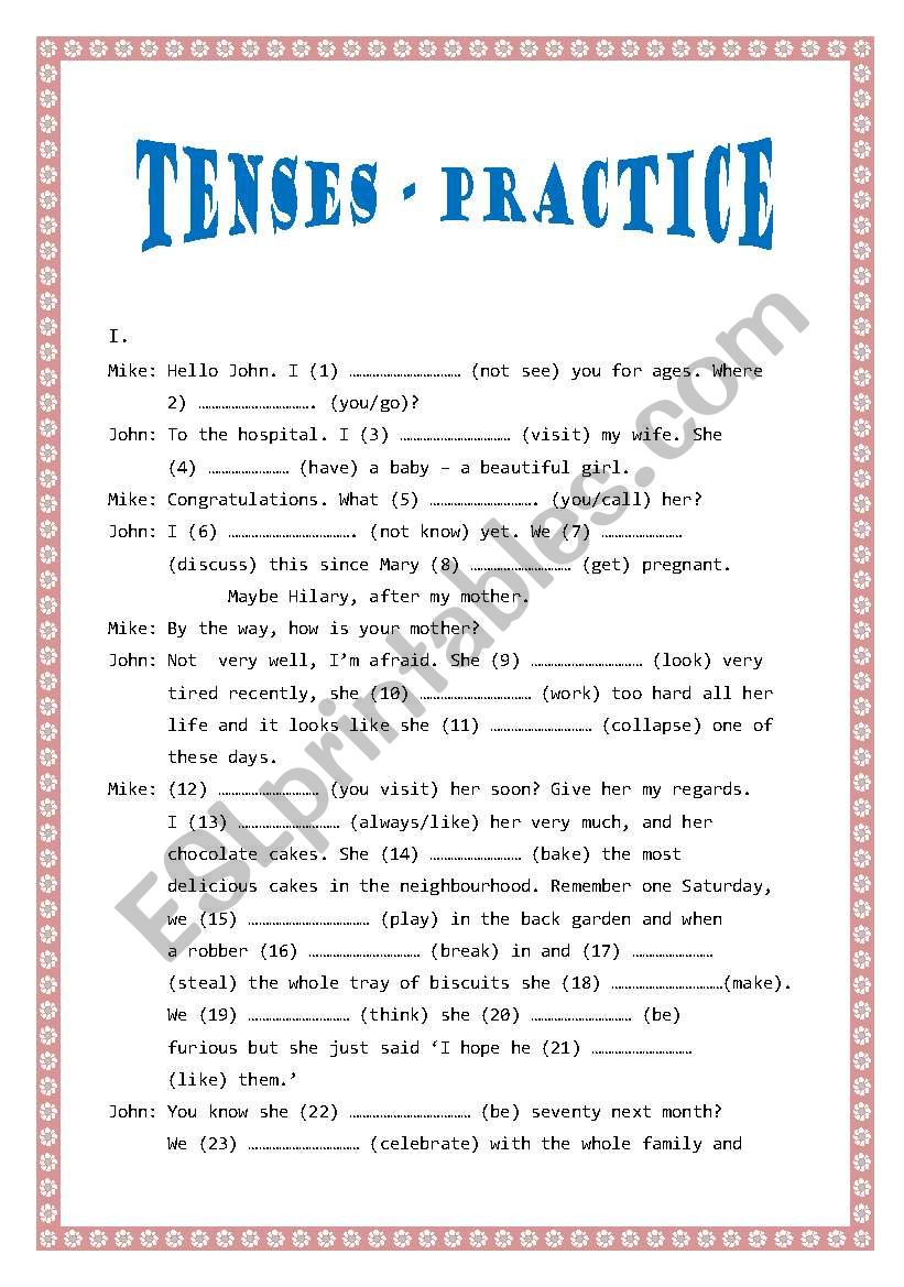 Tenses - Practice worksheet