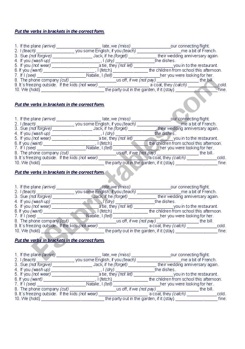 Exercises to practice first conditional