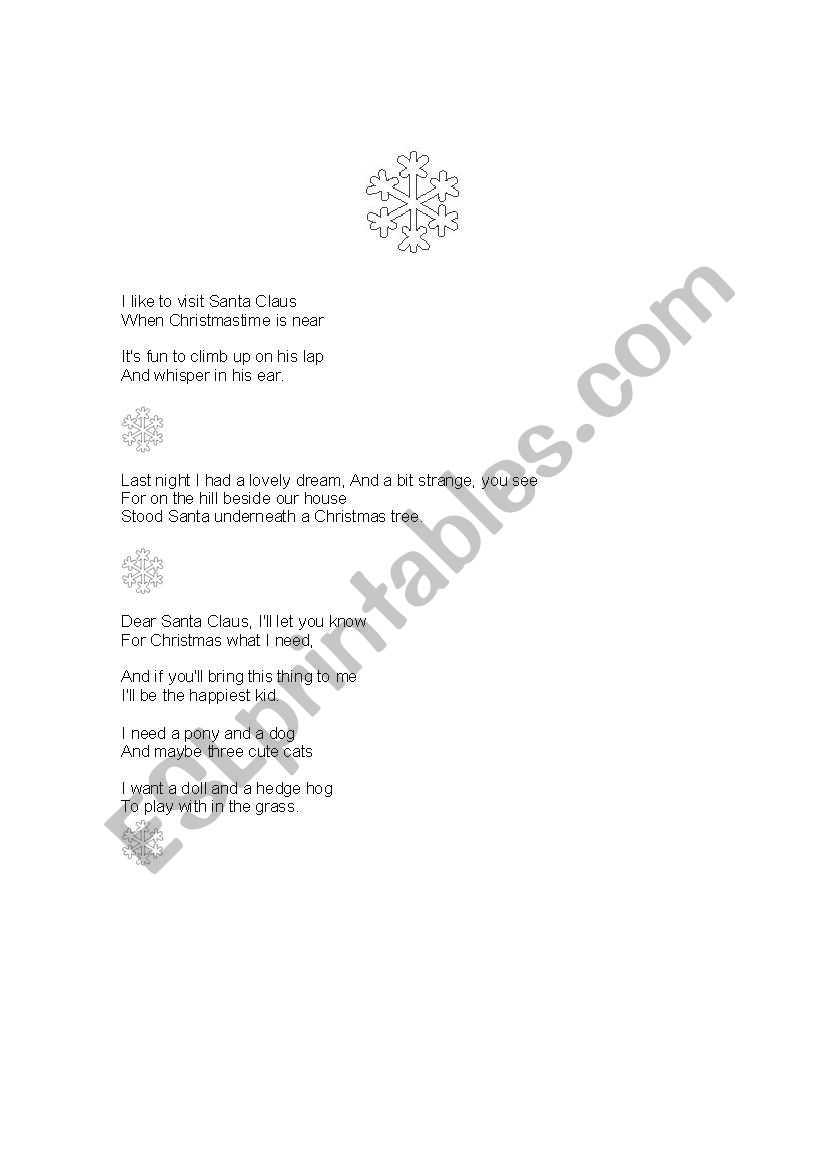 Christmas wish worksheet