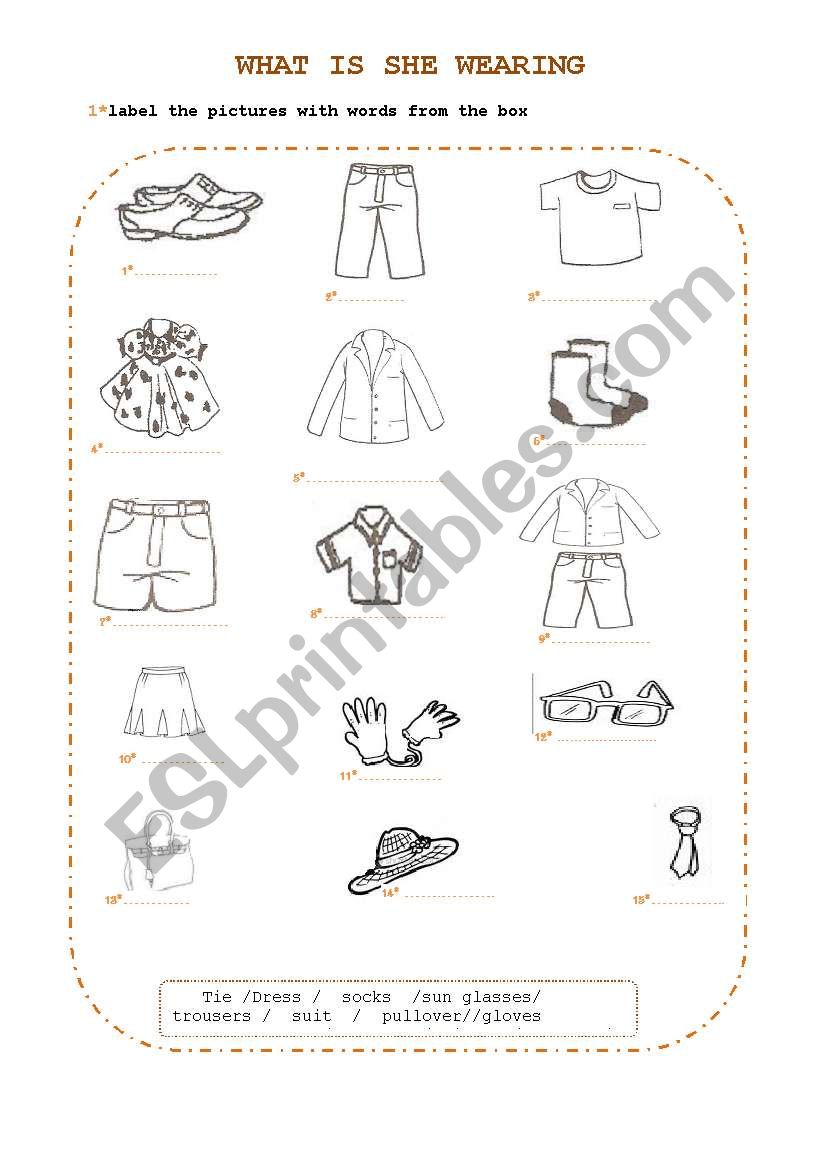 clothes worksheet