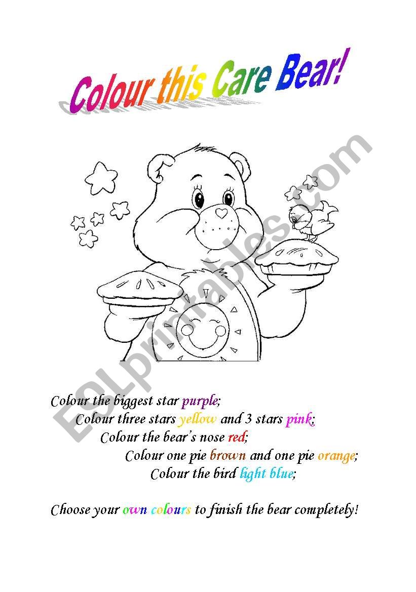 Colour the Care Bear! worksheet