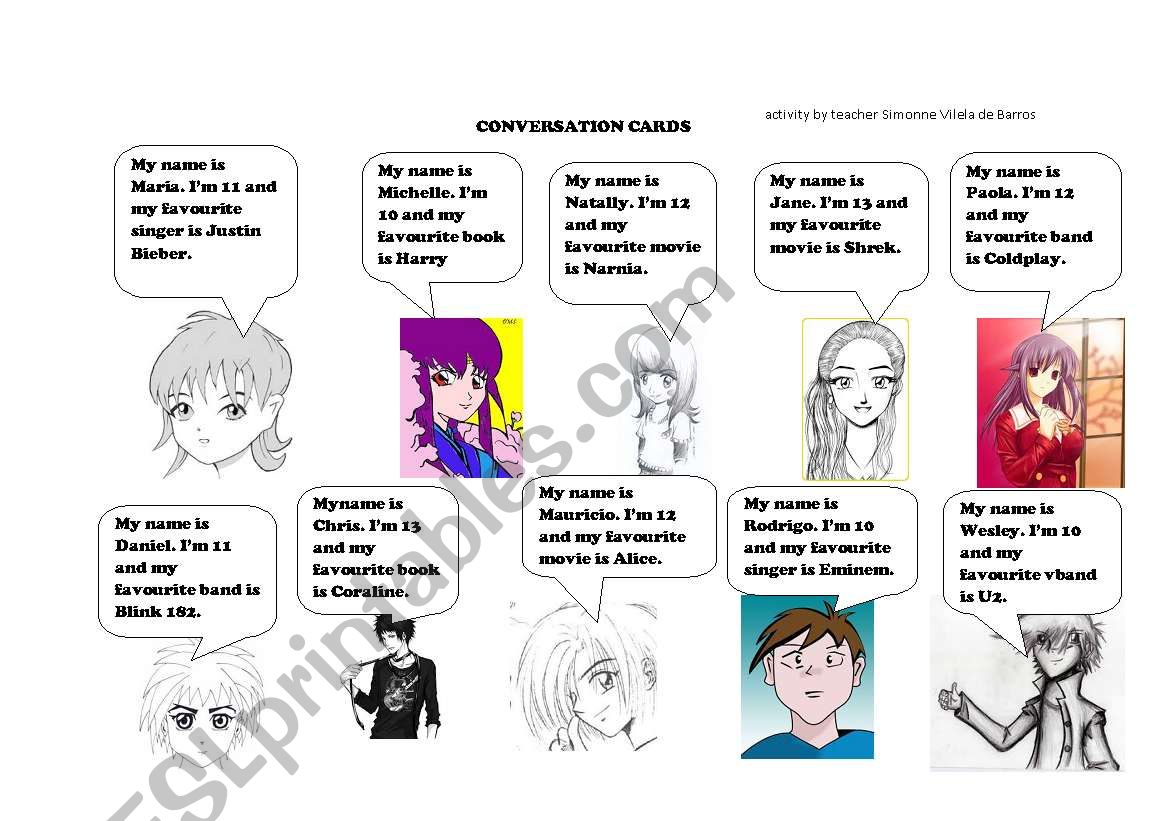 teen conversation cards worksheet