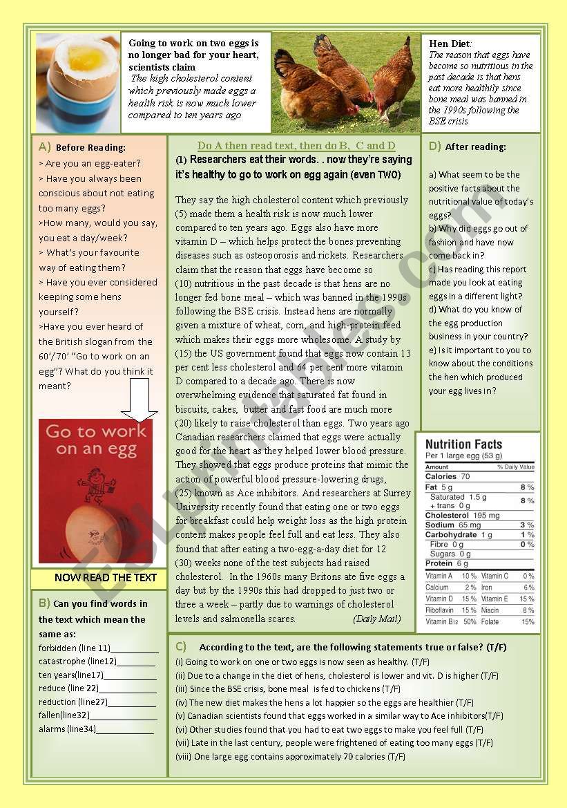 In praise of the egg! worksheet